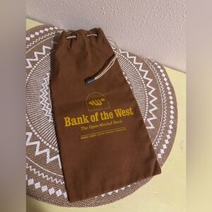 Like new Bank of The West The Open Minded Bank FDIC Brown Drawstring Bag